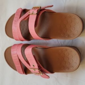Vionic Pacific Rio- Women's Adjustable platform sandal, size 6, pink,tan